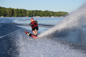 Father Pete indulging in one of his favorite pastimes: Water skiing